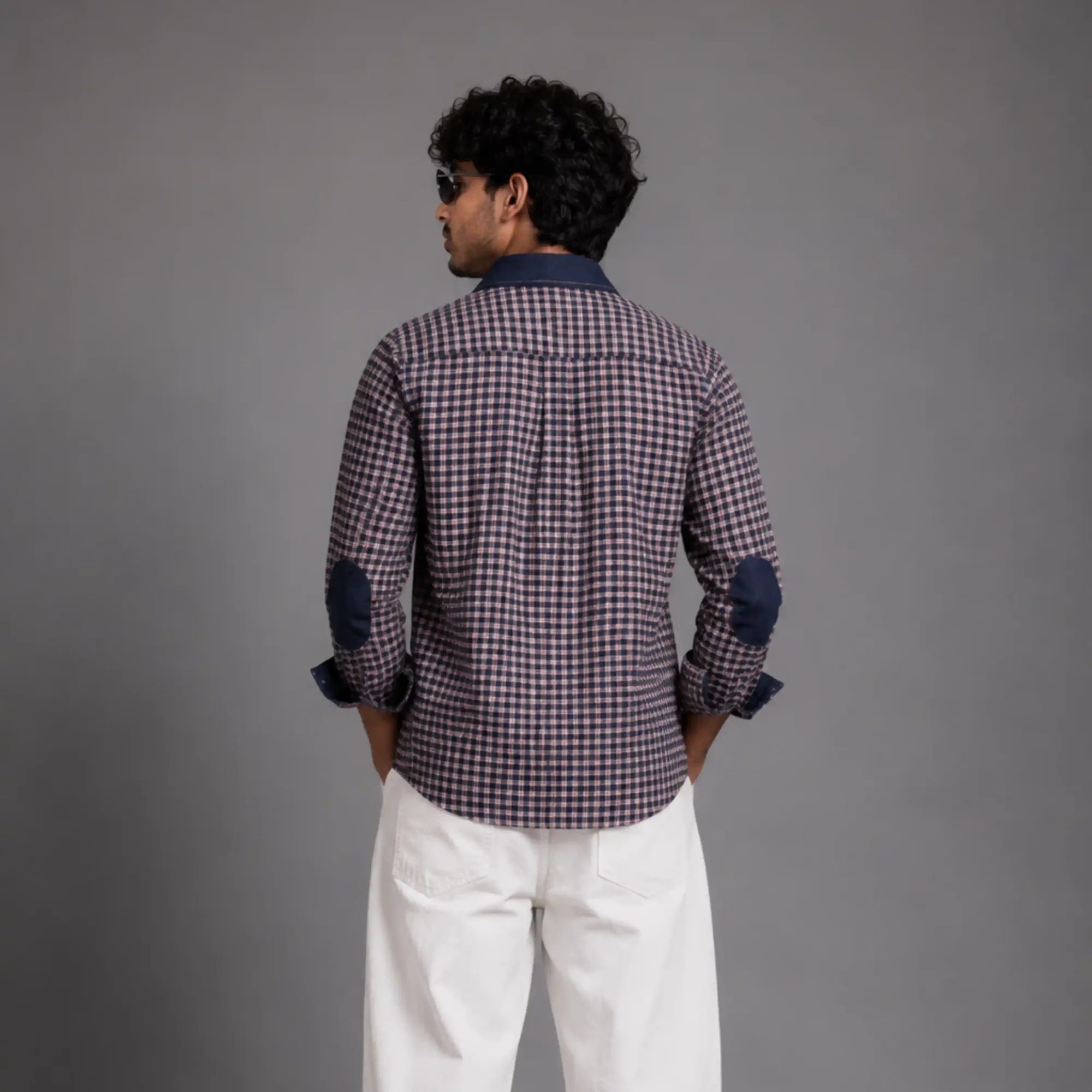 Denim Collar Check Shirt — alternate view